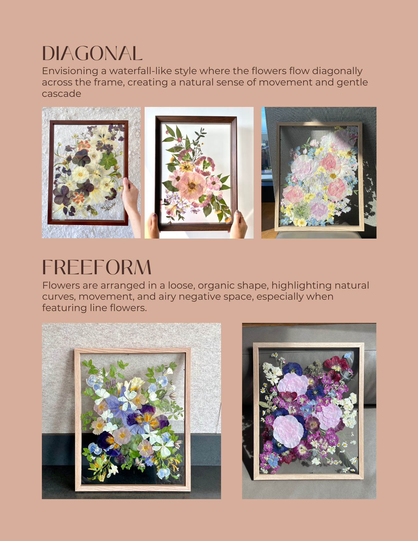 Solid Dark Wood - Custom Bouquet Preservation Wall Art