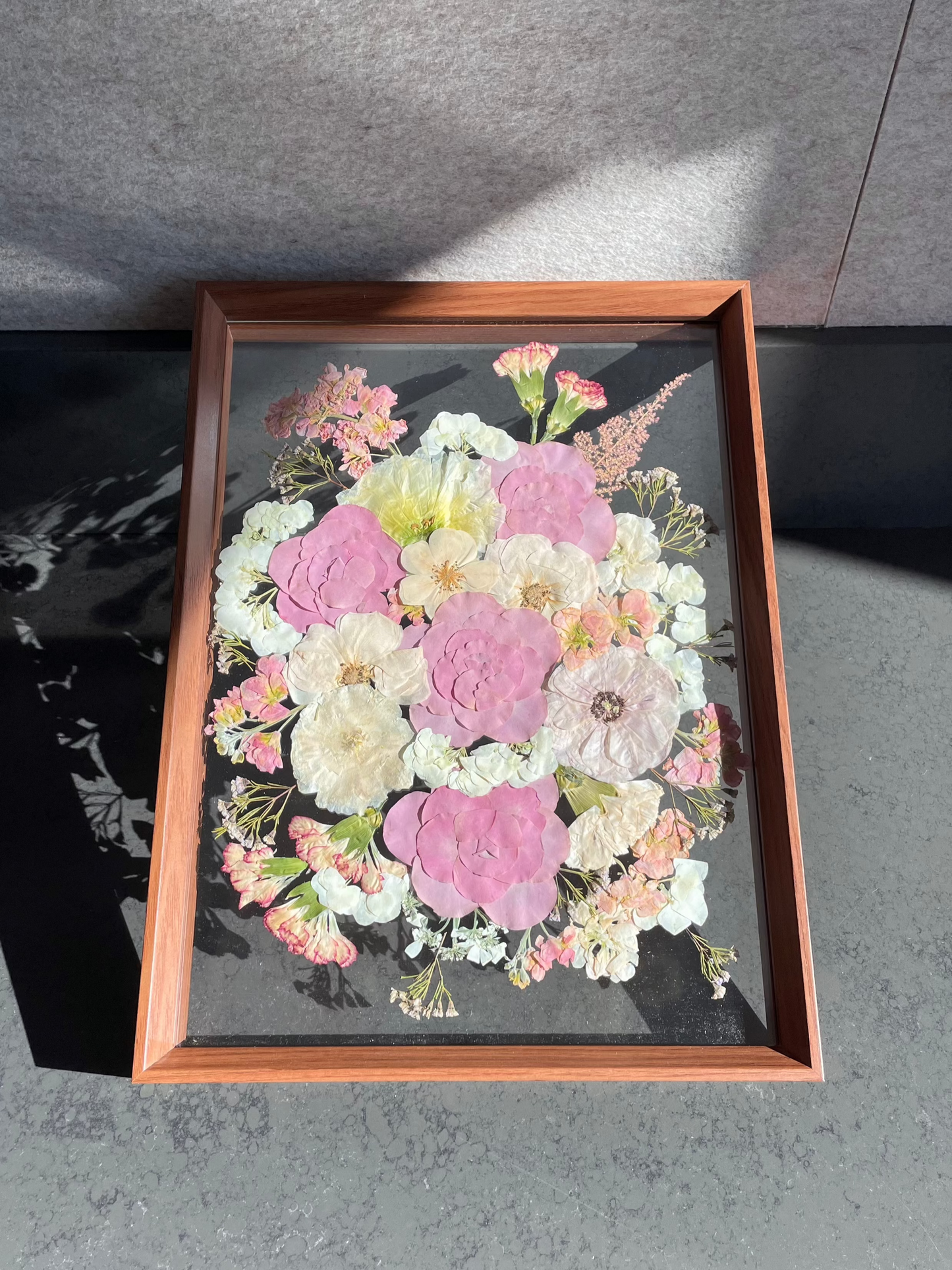 Solid Dark Wood - Custom Bouquet Preservation Wall Art