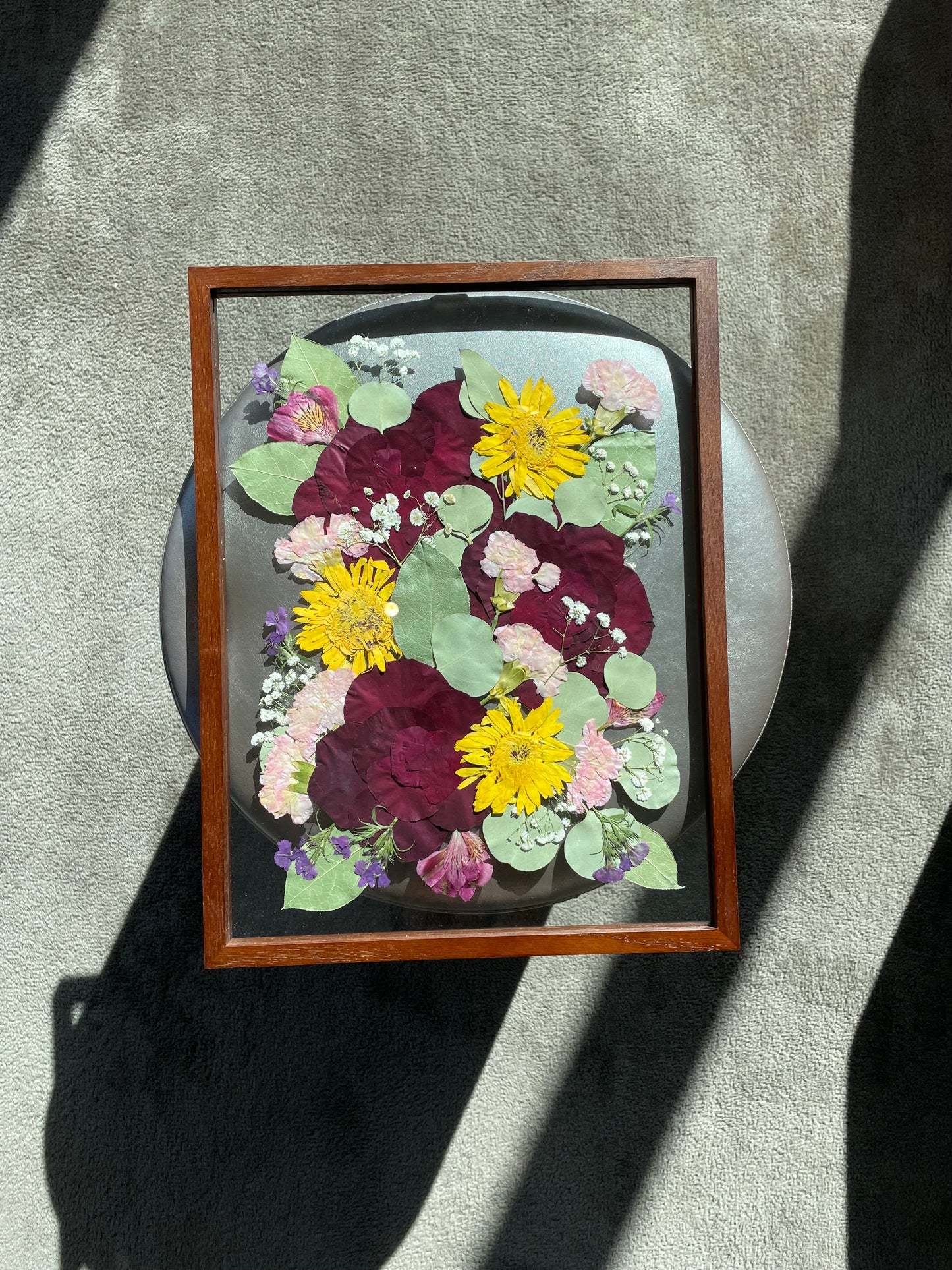 Solid Dark Wood - Custom Bouquet Preservation Wall Art