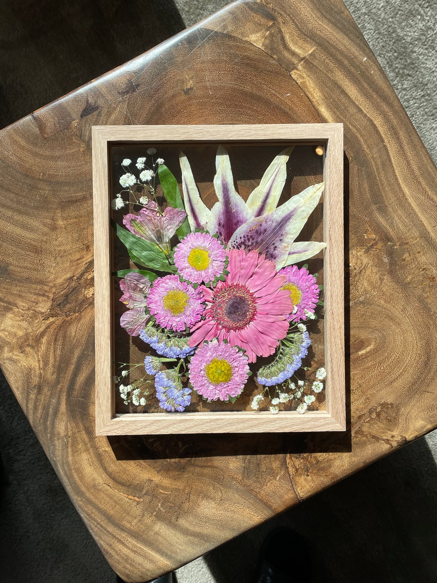 Solid Beige Wood - Custom Bouquet Preservation Wall Art