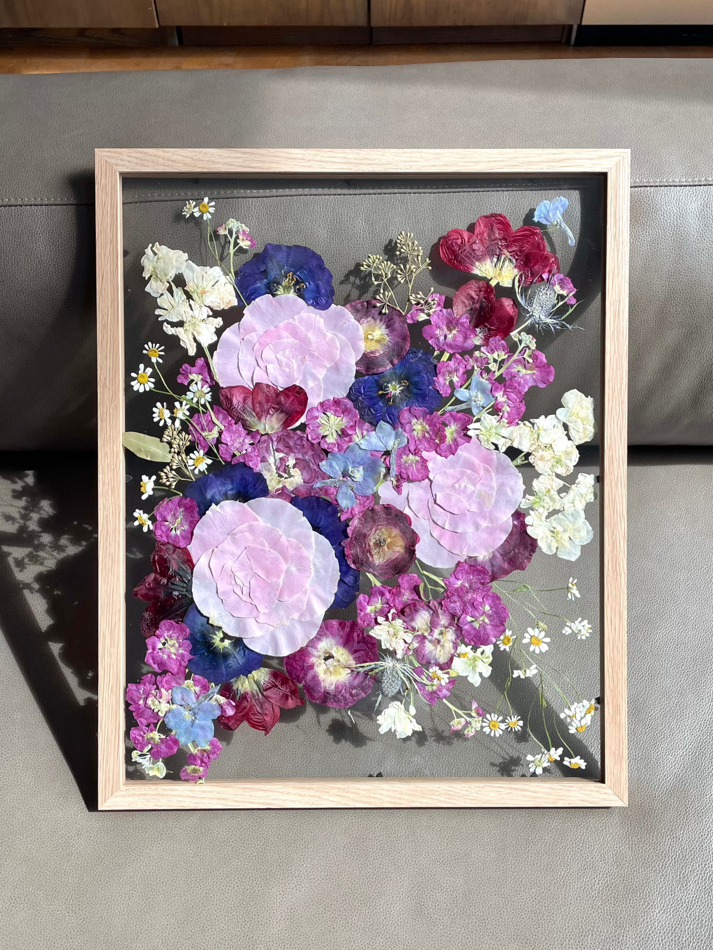Solid Beige Wood - Custom Bouquet Preservation Wall Art