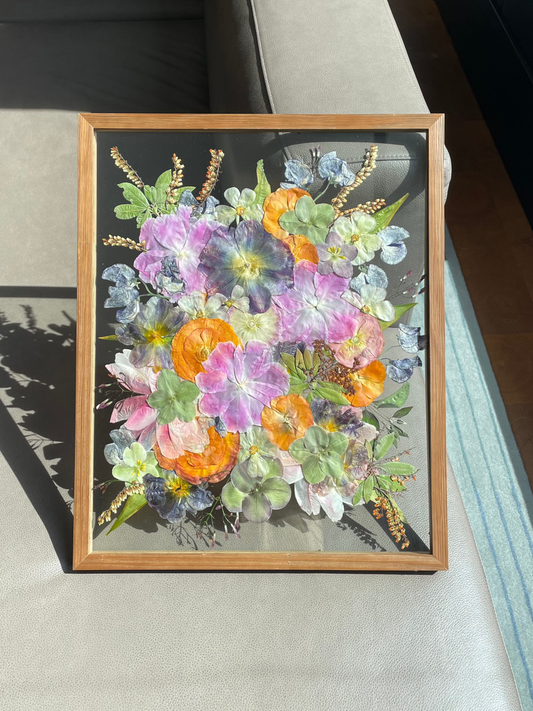 Solid Dark Wood - Custom Bouquet Preservation Wall Art