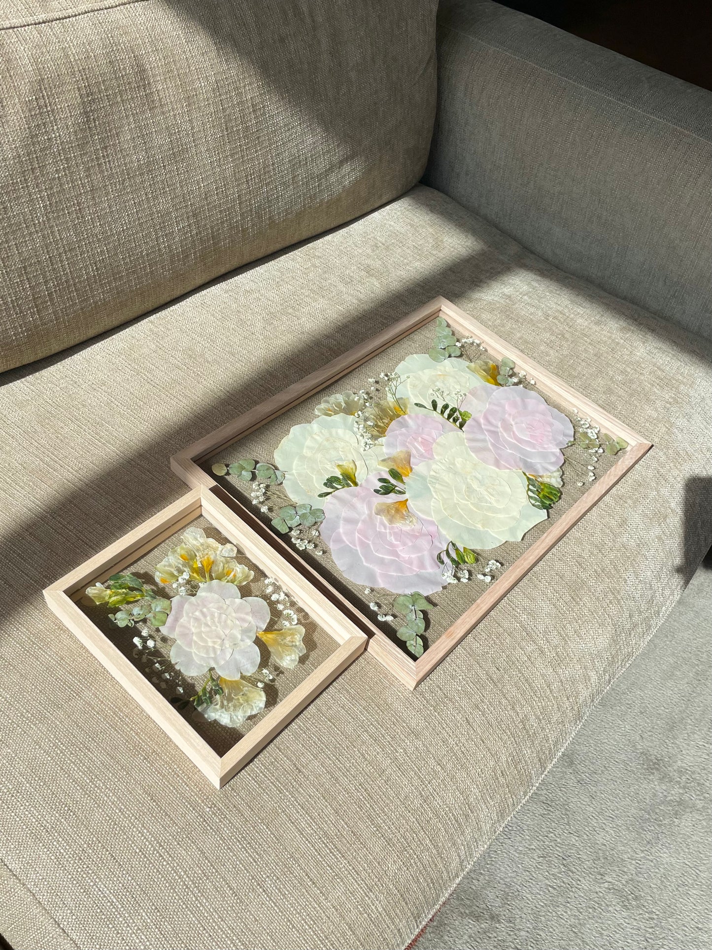Solid Beige Wood - Custom Bouquet Preservation Wall Art