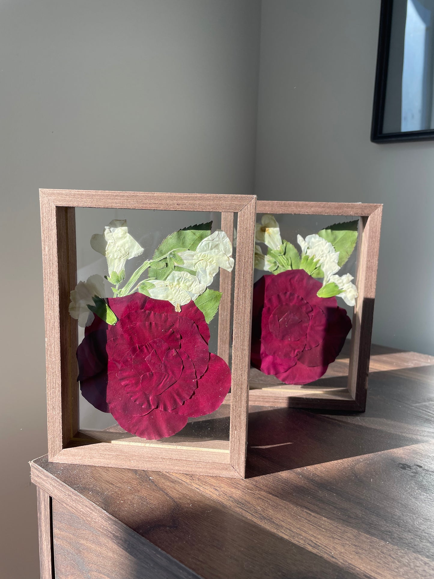 Solid Dark Wood - Custom Bouquet Preservation Wall Art