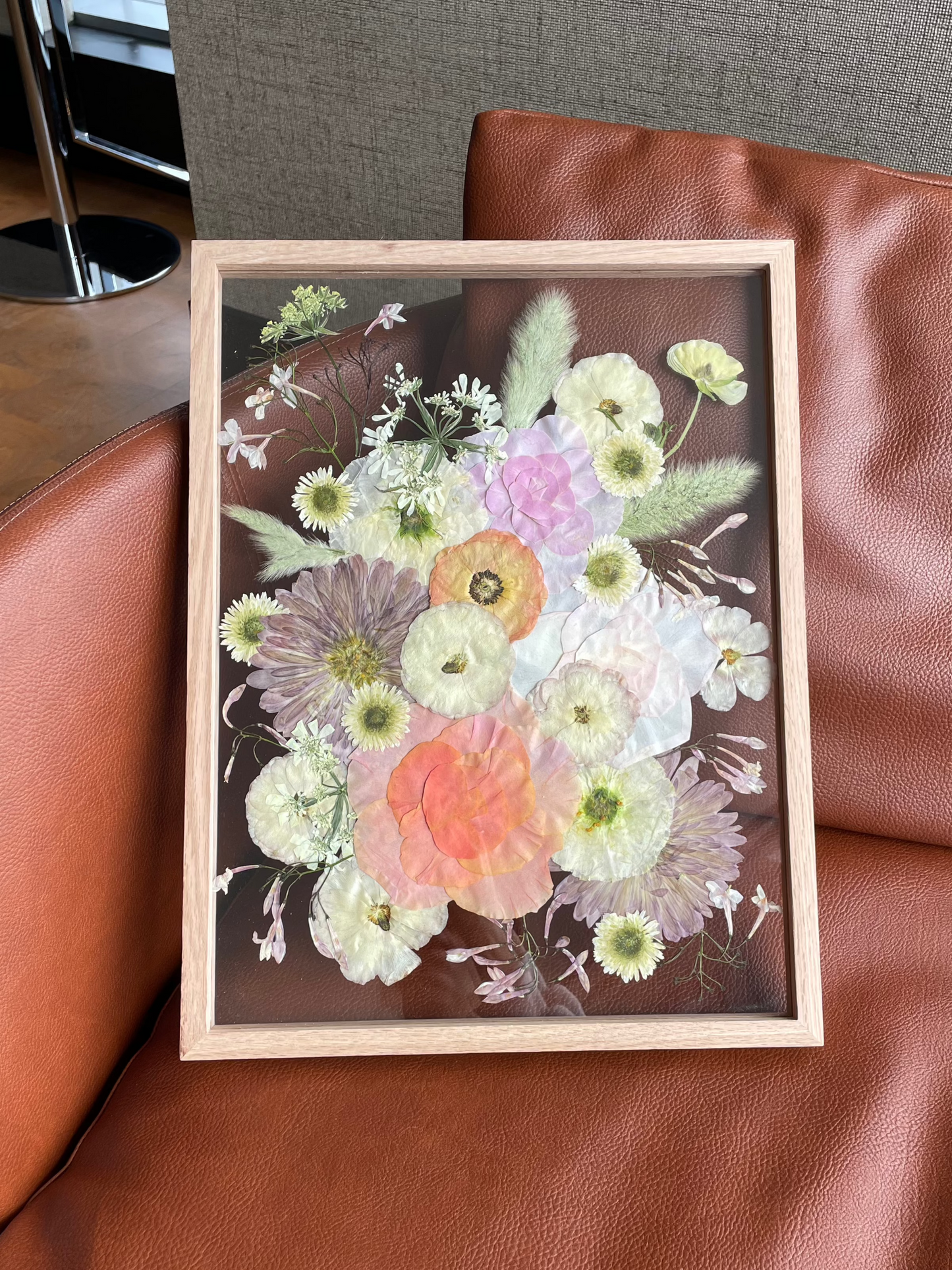 Solid Beige Wood - Custom Bouquet Preservation Wall Art