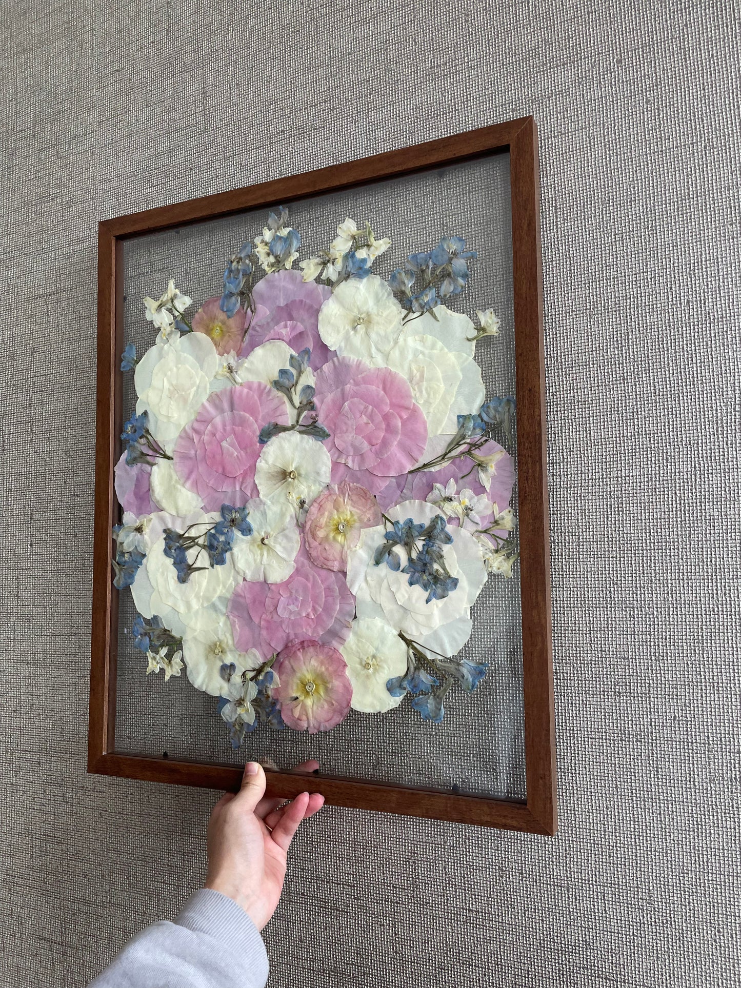Solid Dark Wood - Custom Bouquet Preservation Wall Art