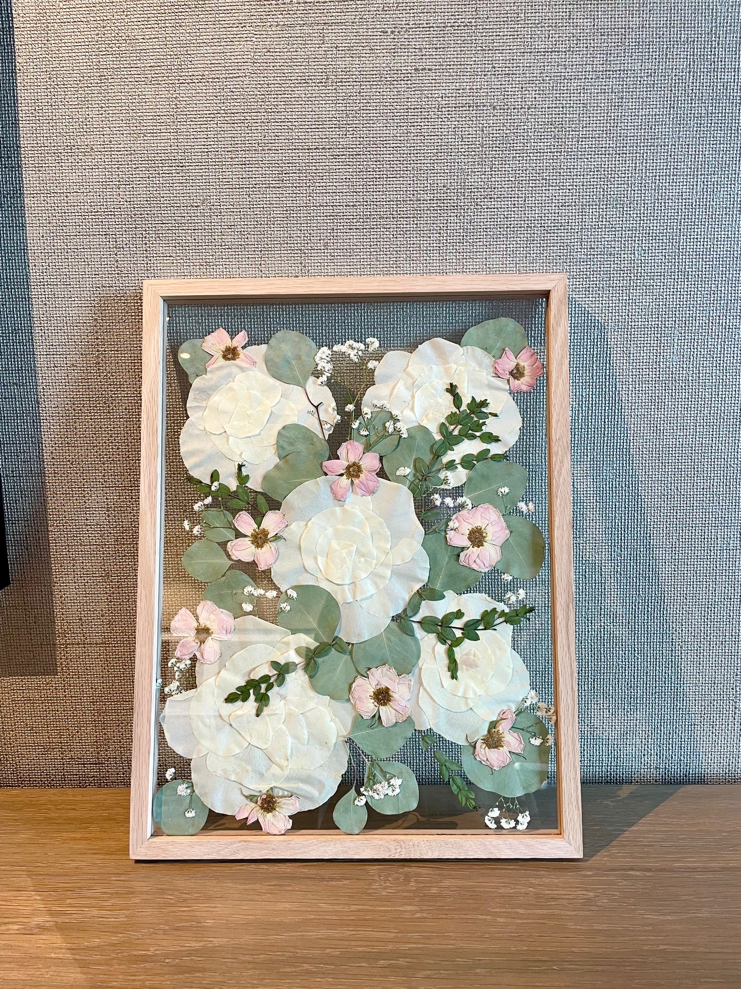 Solid Beige Wood - Custom Bouquet Preservation Wall Art