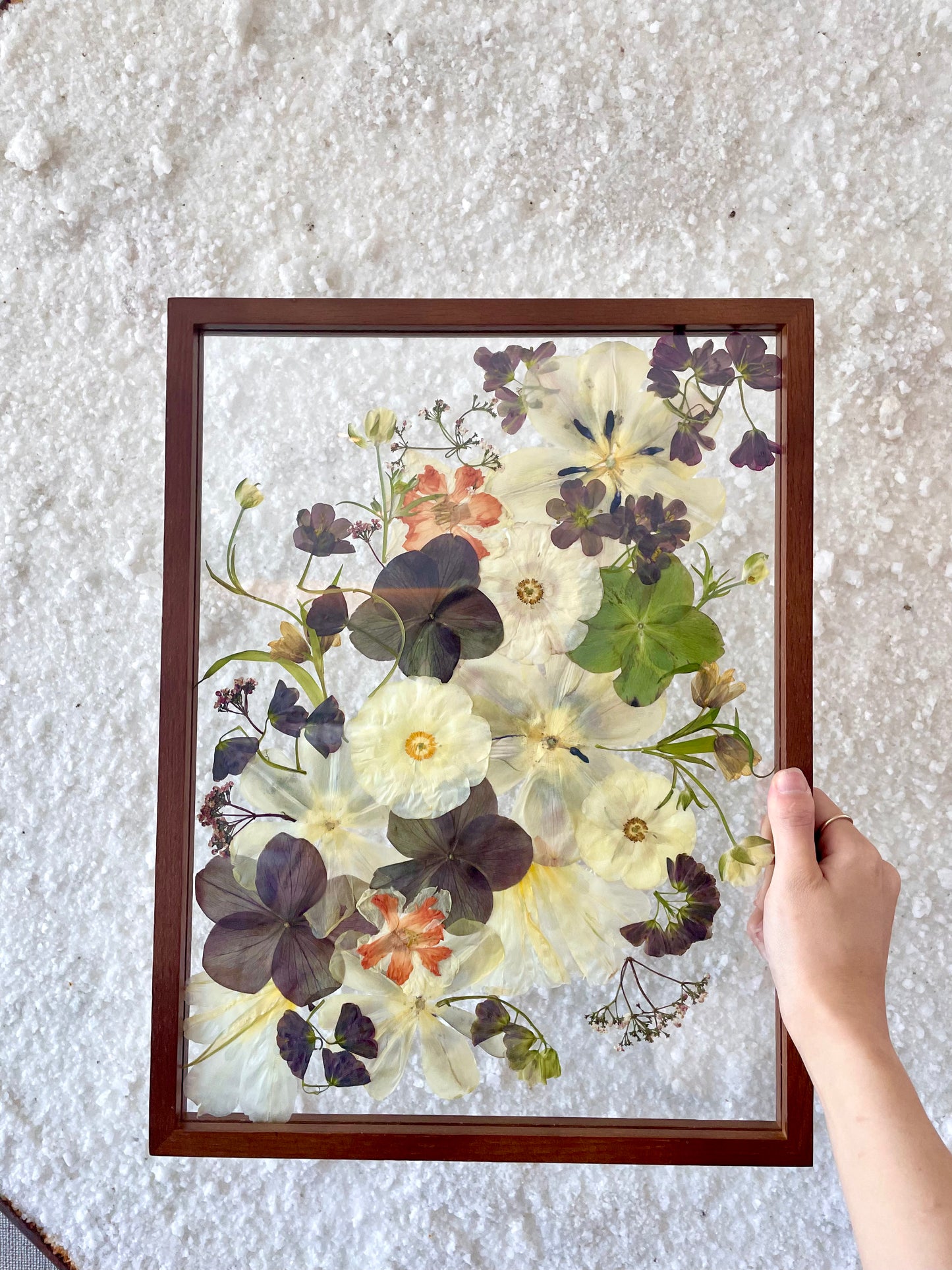 Solid Dark Wood - Custom Bouquet Preservation Wall Art