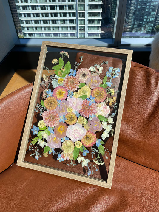 Solid Beige Wood - Custom Bouquet Preservation Wall Art