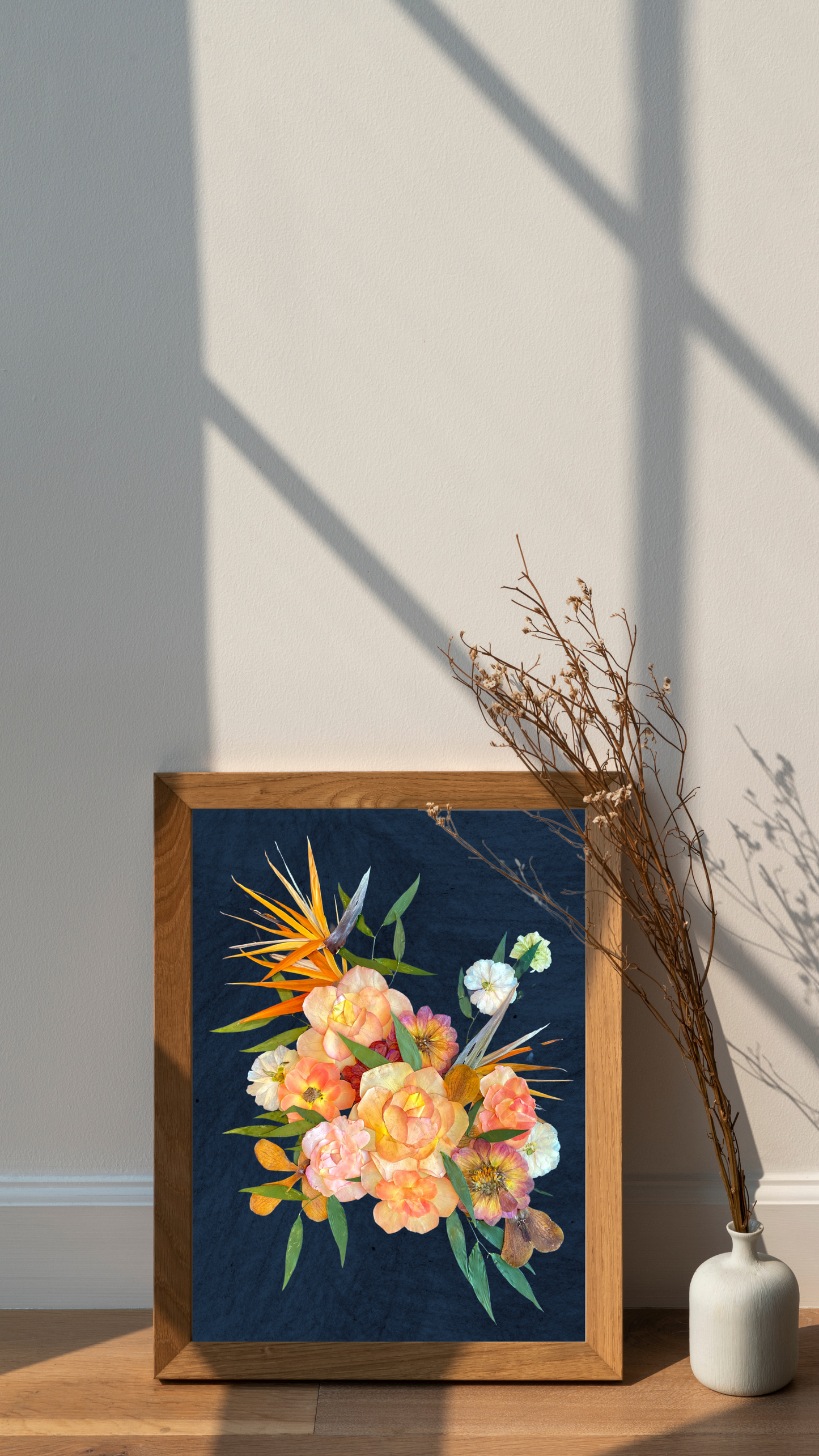 Custom Bouquet Preservation Wall Art - Dark Wood