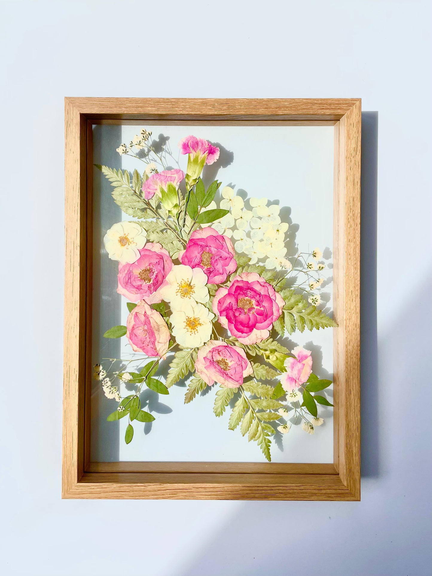 Custom Bouquet Preservation Wall Art - Beige Wood