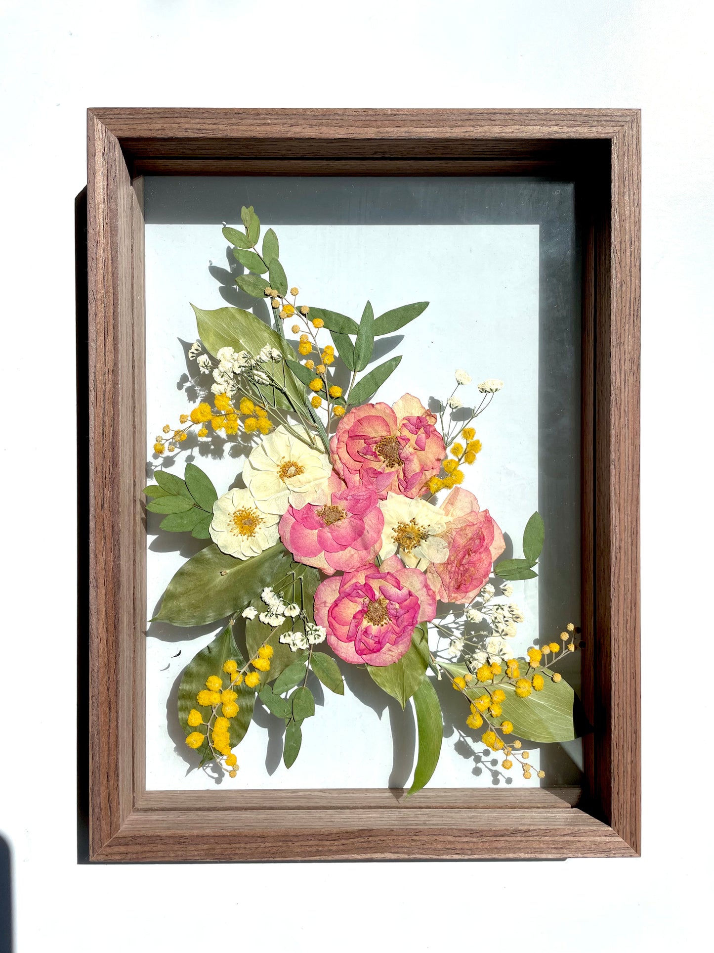 Pink Rose Essence - Pre-made Pressed Flower Frame Art