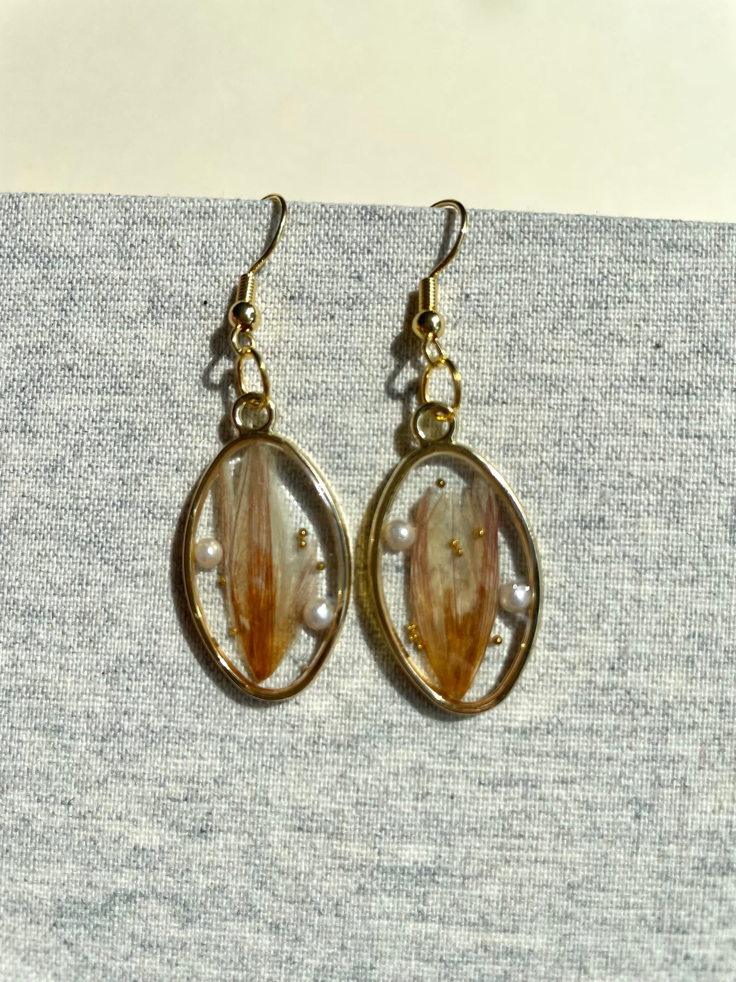 Golden Tulip Pearl Earrings