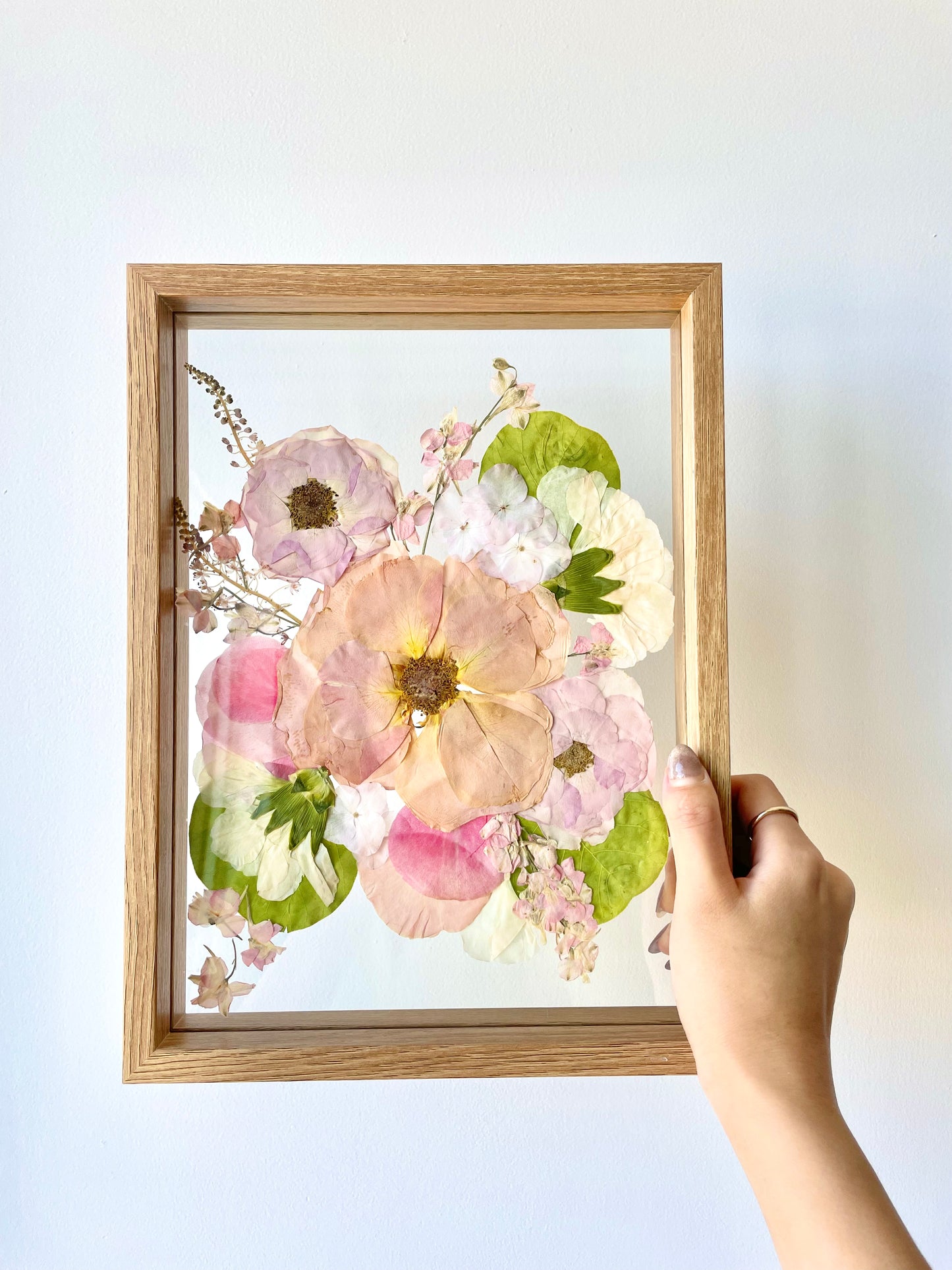 Custom Bouquet Preservation Wall Art - Beige Wood