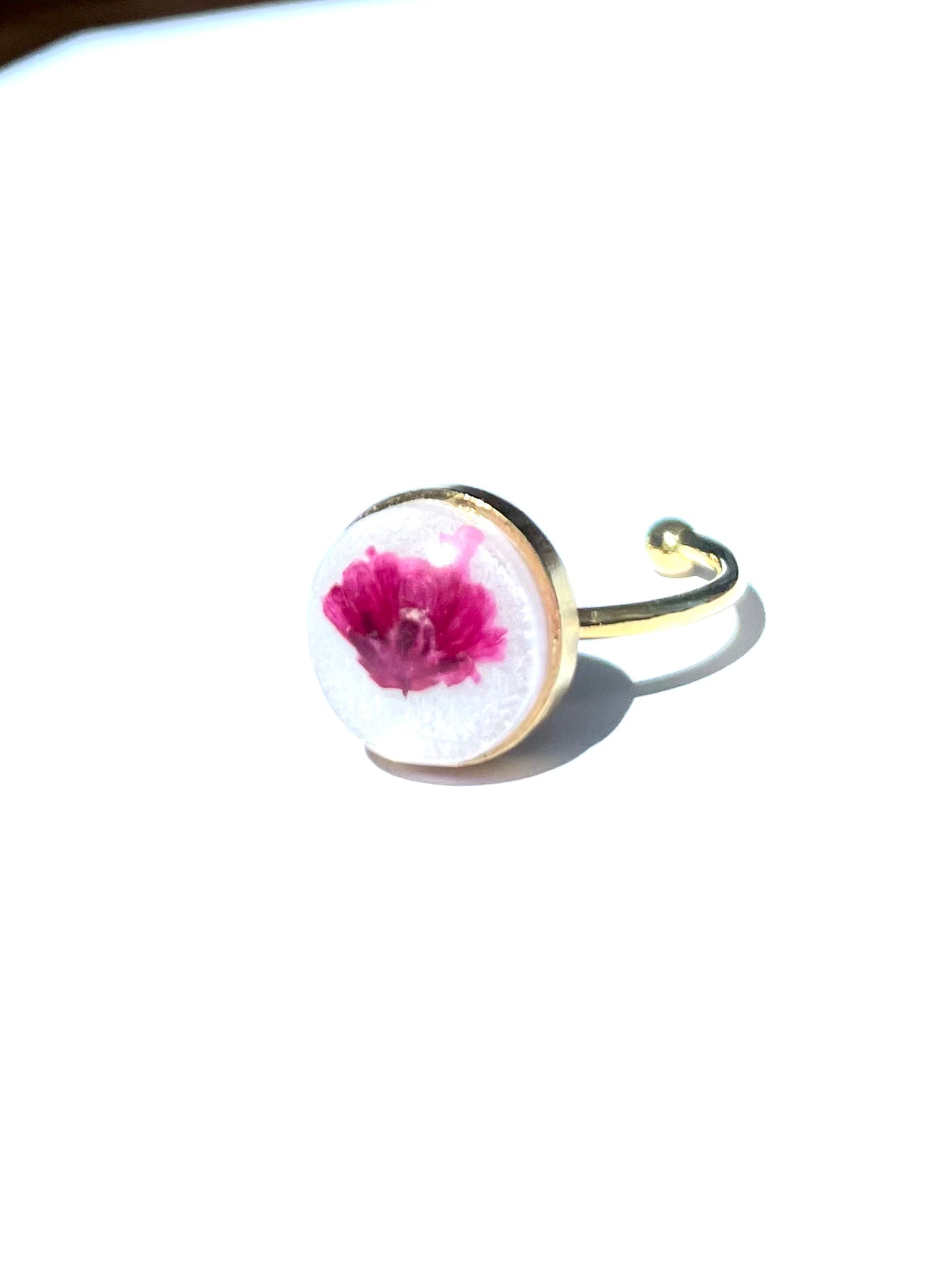 Gypsophila Adjustable Gold Bezel Ring