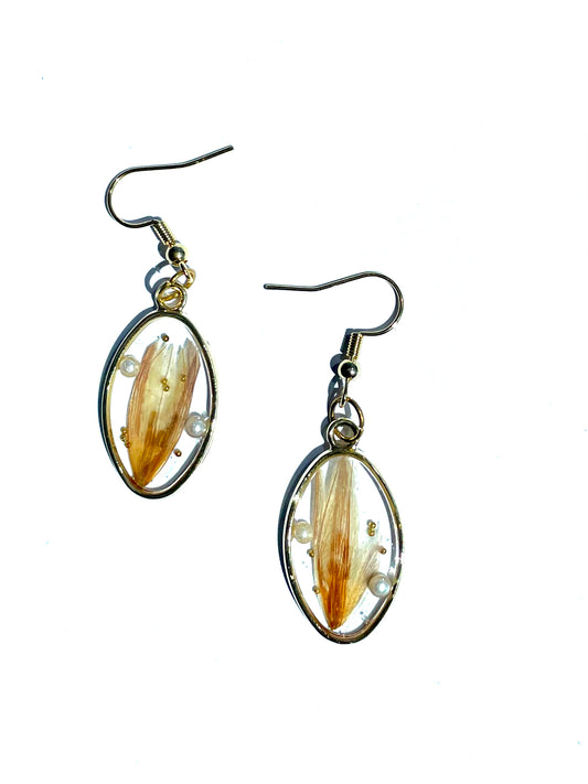 Golden Tulip Pearl Earrings