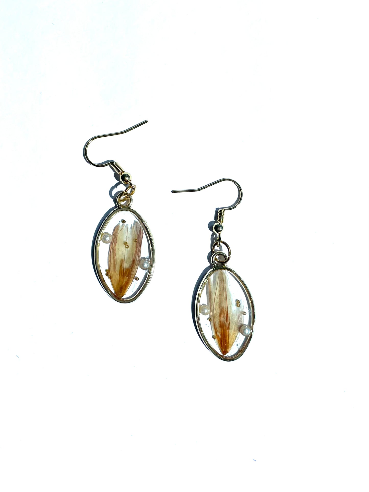 Golden Tulip Pearl Earrings