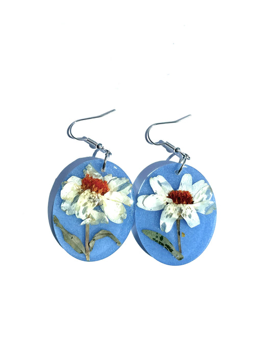 Silver Sky Daisy Earrings