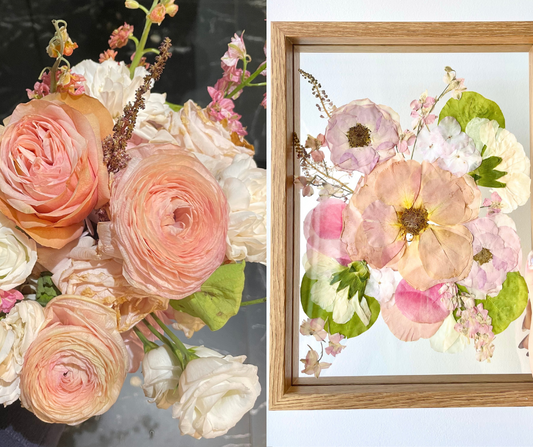 Custom Bouquet Preservation Wall Art - Beige Wood