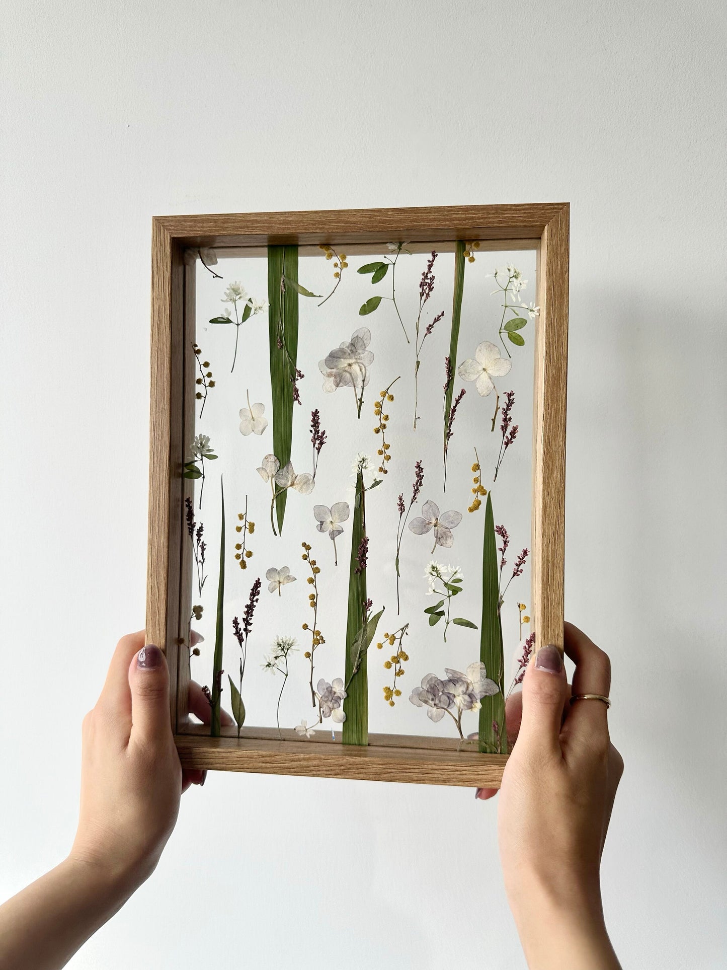 Meadow Memories - Pre-made Wooden Pressed Flower Wall Art (8.3x11.7in)