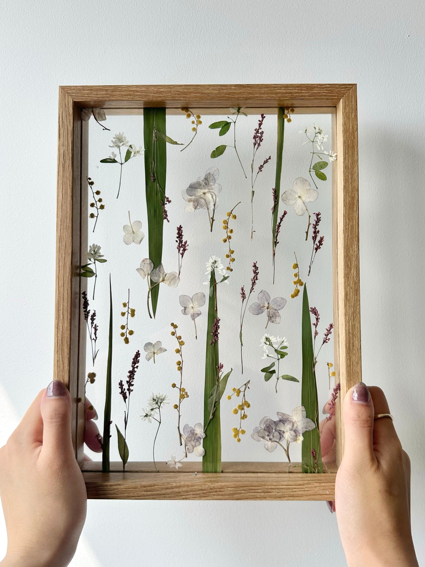 Meadow Memories - Pre-made Wooden Pressed Flower Wall Art (8.3x11.7in)